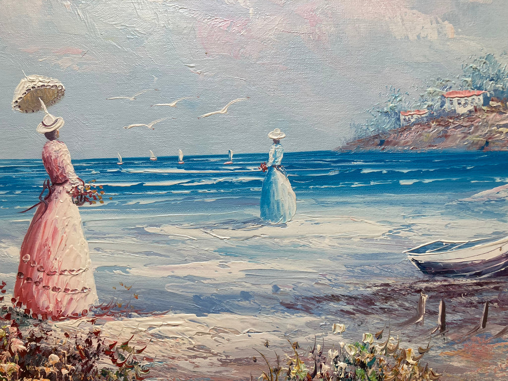 Oil painting - Victorian Ladies on a Beach