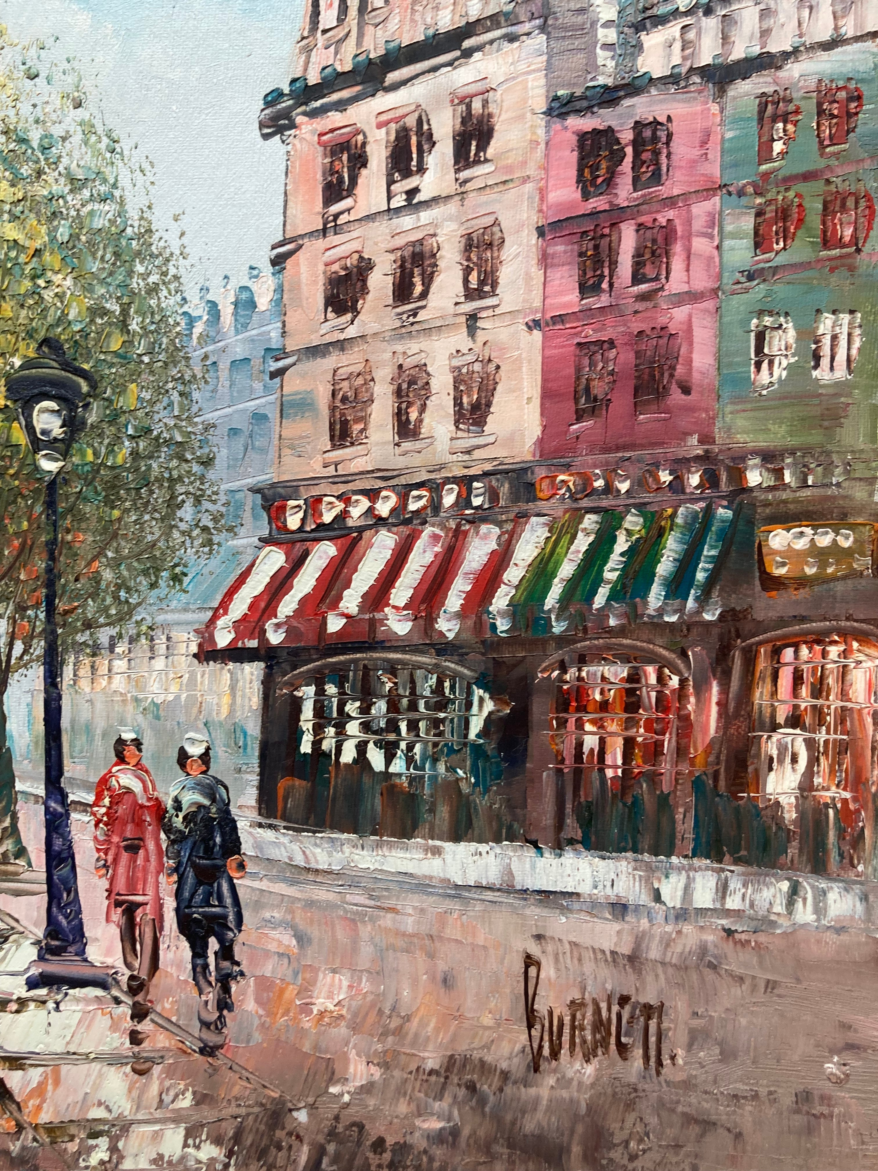 Oil Painting - Paris Street Scene with Arc de Triomphe