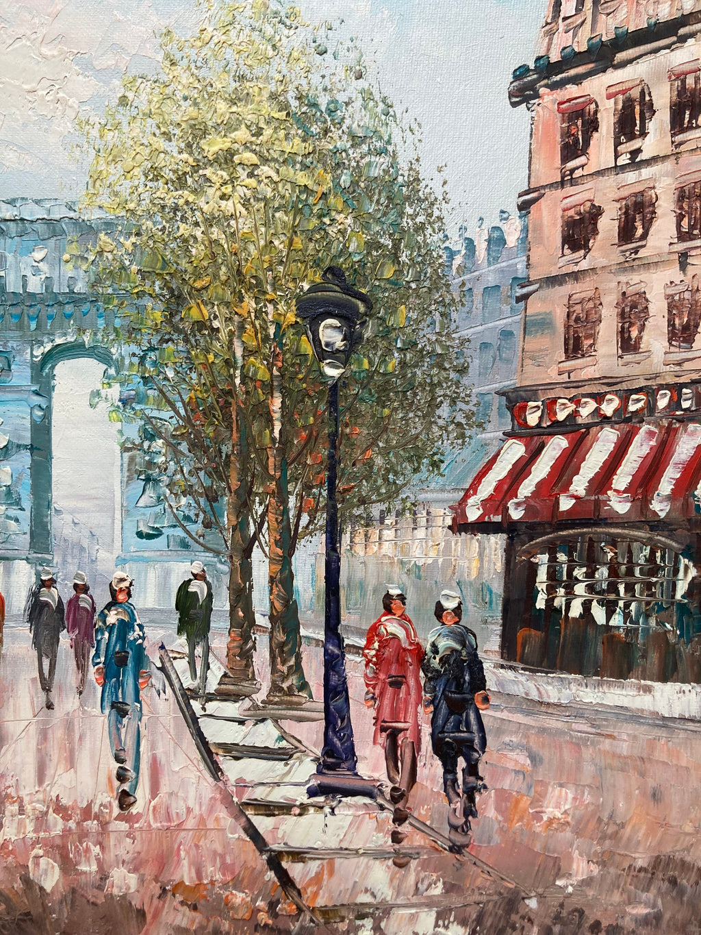Oil Painting - Paris Street Scene with Arc de Triomphe