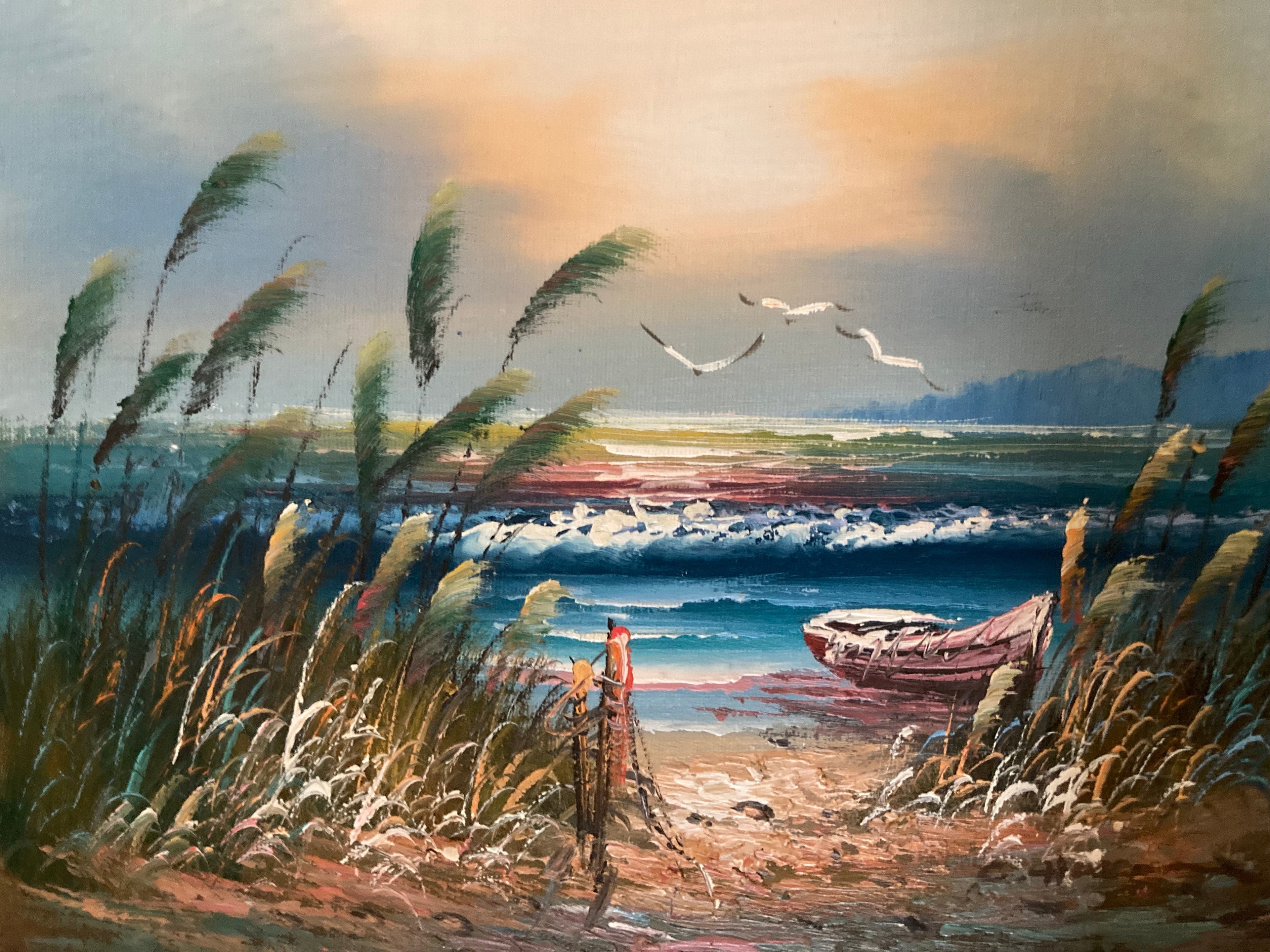 Oil Painting - Seascape With Seagulls