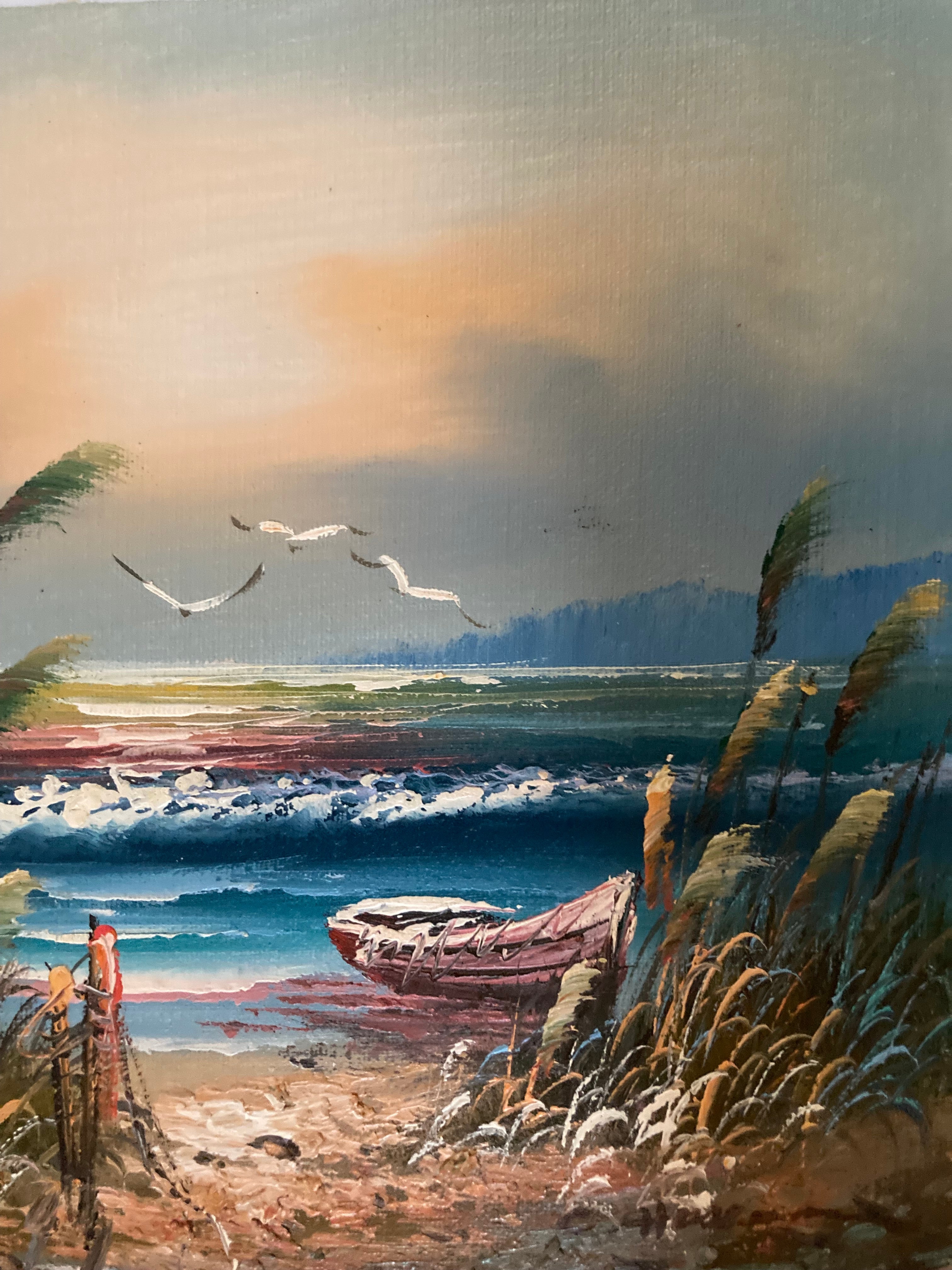 Oil Painting - Seascape With Seagulls