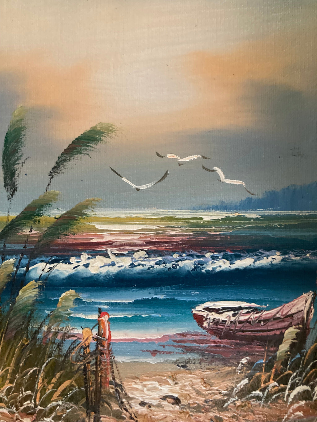 Oil Painting - Seascape With Seagulls