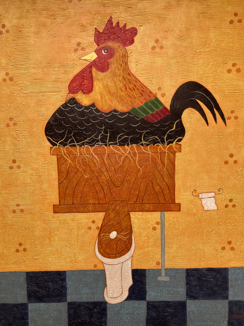 Oil Painting - Bathroom Rooster