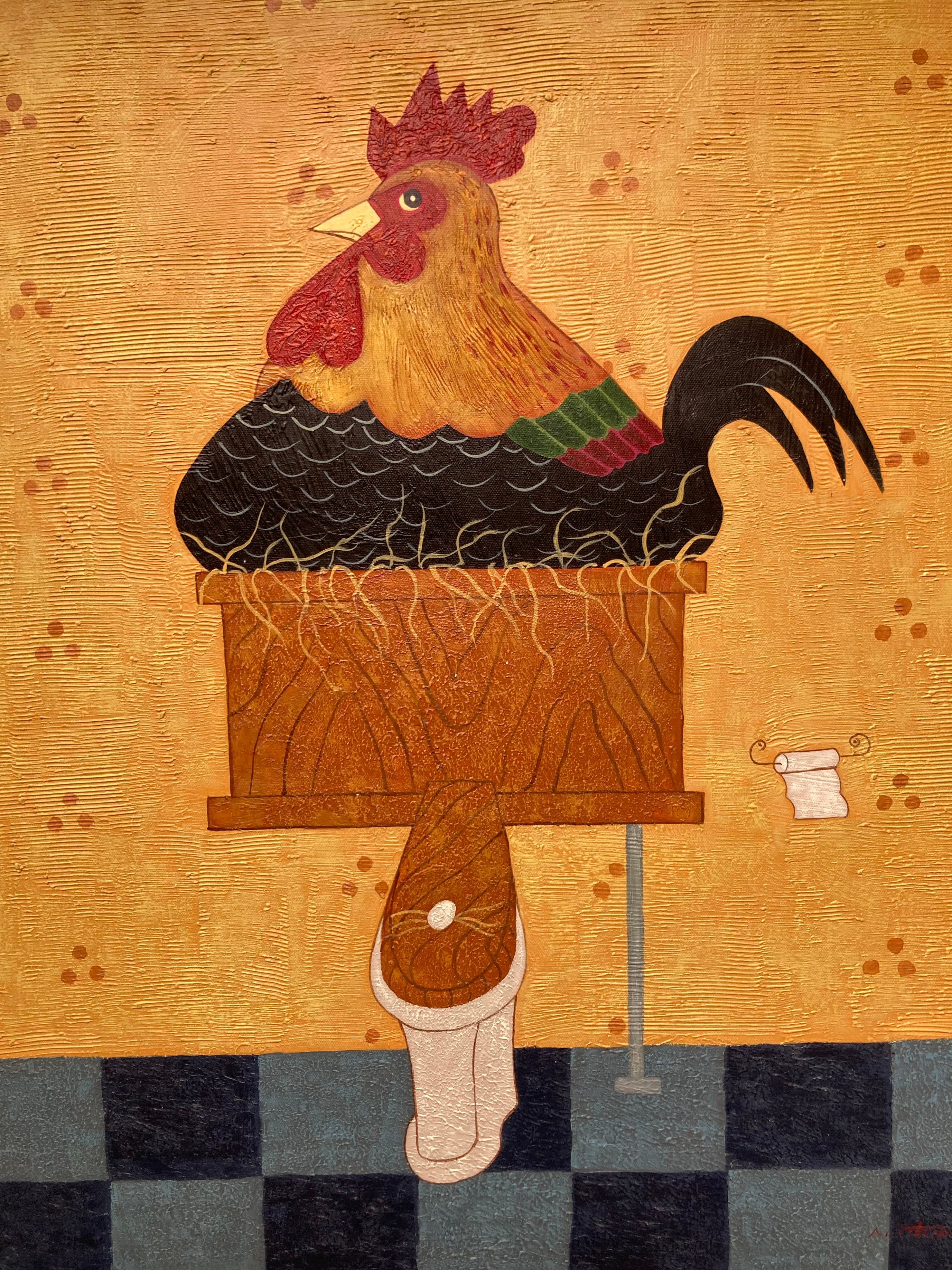 Oil Painting - Bathroom Rooster