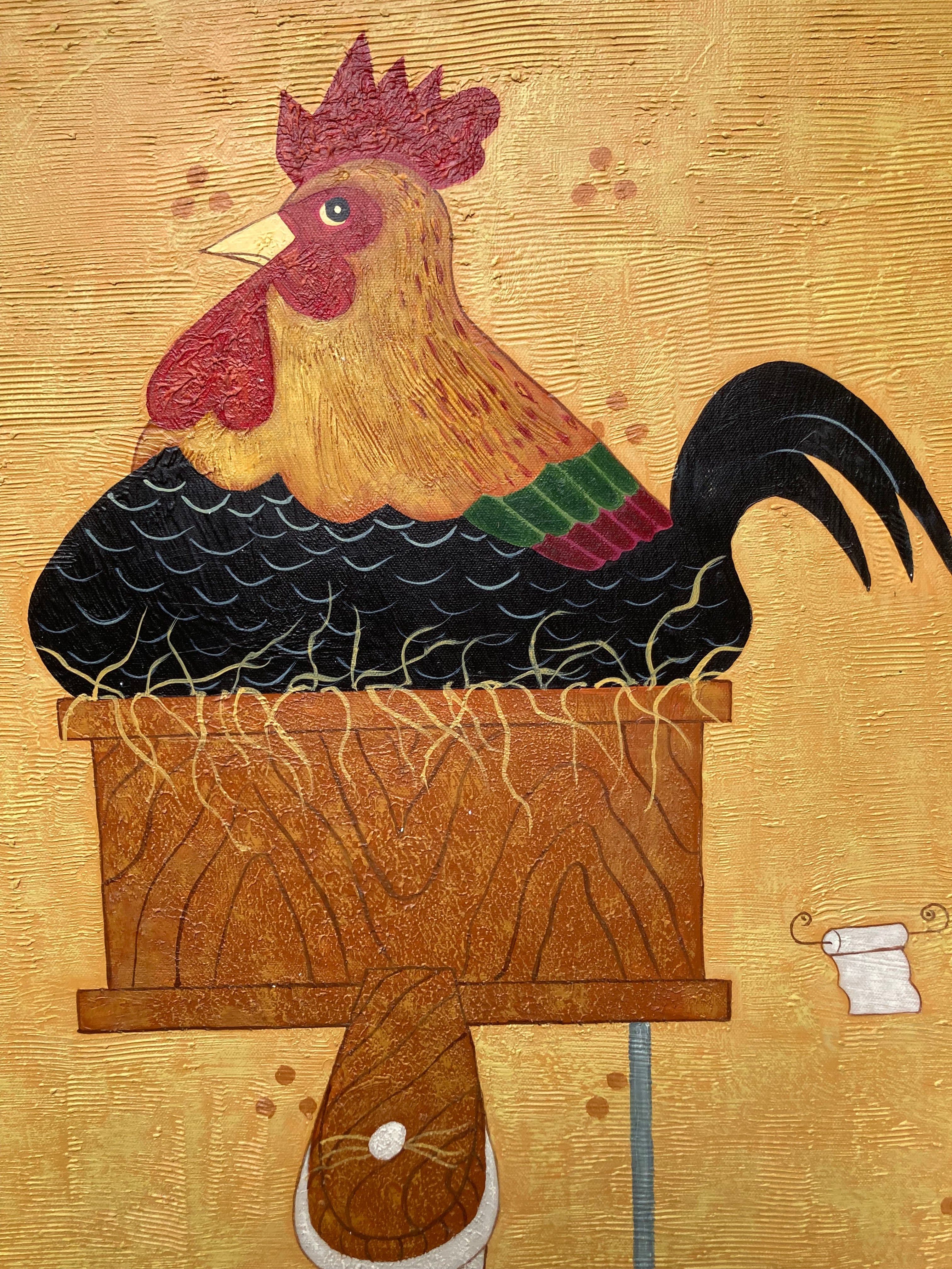 Oil Painting - Bathroom Rooster