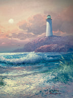 Oil Painting - Moonlit Lighthouse