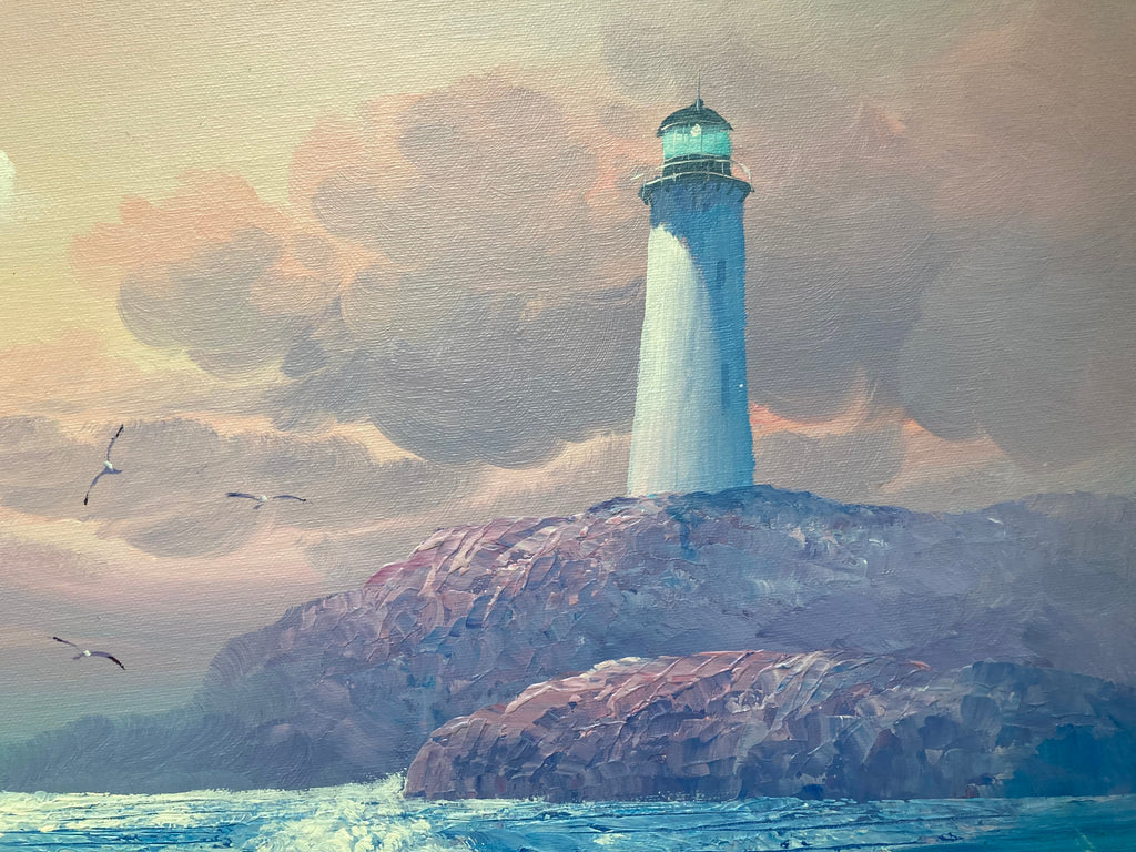Oil Painting - Moonlit Lighthouse