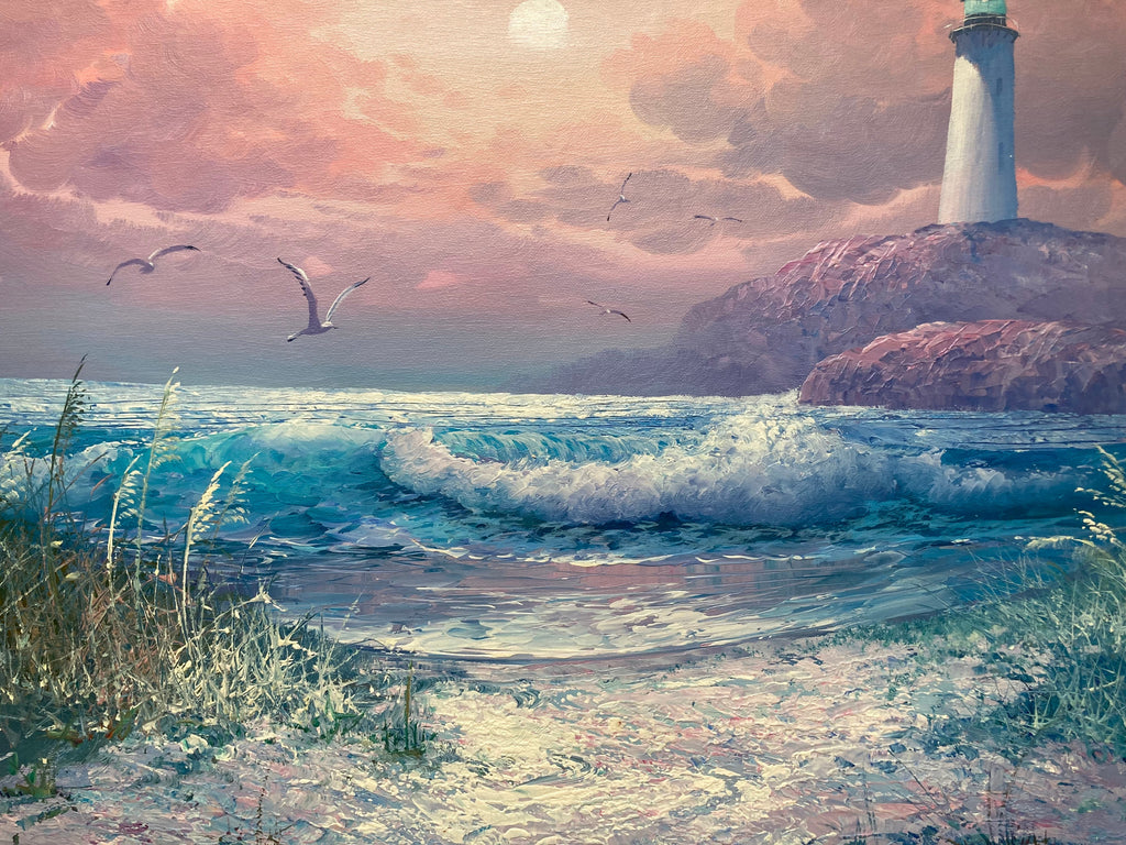 Oil Painting - Moonlit Lighthouse