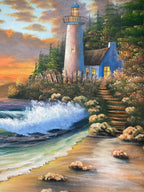 Oil Painting - Lighthouse Sunset