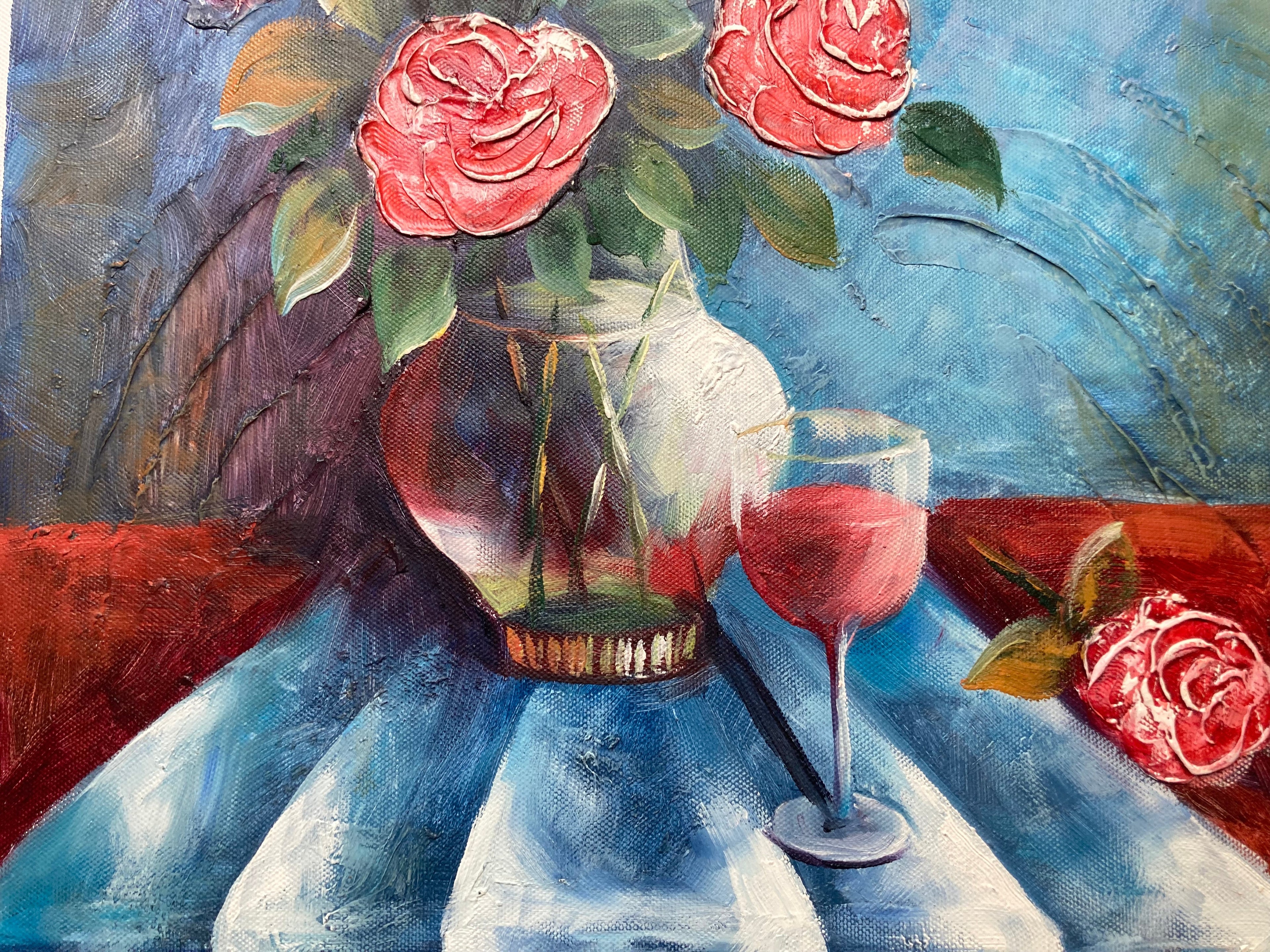 Oil Painting - Wine and Roses